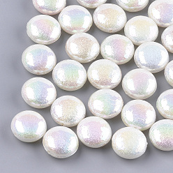Seashell Color Acrylic Imitation Pearl Beads, AB Color, Flat Round, Seashell Color, 16x8.5mm, Hole: 1.5mm