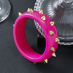 Фуксиновый Браслеты из смолы в стиле панк, браслеты с заклепками для мужчин и женщин, конус, с CCB пластиковые шарики, красно-фиолетовые, 7/8 дюйм (2.3 см), внутренний диаметр: 2-1/2 дюйм (6.45 см)