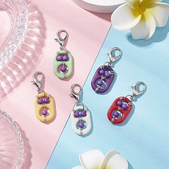 Фиолетовый Подвесные украшения из акрила и синтетической бирюзы, с цинковым сплавом застежками омаров коготь, газировка / язычок, фиолетовые, 39.5 мм