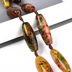 Разноцветный Окрашенные естественный агат бисер пряди, рисовые шарики, красочный, 48~57x17~23 мм, отверстие : 2~2.5 мм, около 5 шт / нитка, 13.39~13.78'' (34~35 см)