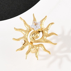 Золотой 304 из нержавеющей стали манжеты кольца, солнце, со стеклянным сверлом и пластиковой бусиной, золотые, 35x36.5 мм, внутренний диаметр: 18.8 мм