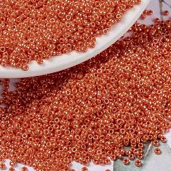 (RR424) Opaque Orange Luster Миюки круглые бусины рокайль, японский бисер, (rr 424) непрозрачный оранжевый блеск, 15/0, 1.5 мм, отверстие : 0.7 мм, Около 5555 шт / 10 г