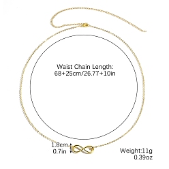 Infinity Женские ремни из сплава Infinity Link Chian, золотые, бесконечность, 26-3/4 дюйм (68 см), Кулон : 18 мм