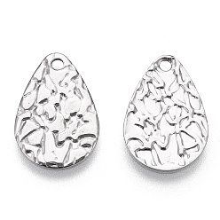 Нержавеющая Сталь Цвет Не тускнеющие 304 подвески из нержавеющей стали, , очарование слезы, цвет нержавеющей стали, 16.5x11x0.8 мм, отверстие : 1.4 мм