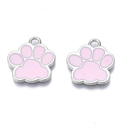 Mixed Color Alloy Enamel Pendants, Cadmium Free & Lead Free, Dog Paw Prints, Mixed Color, 17.5x16x1.5mm, Hole: 2mm