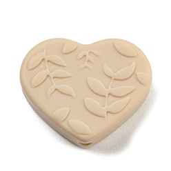 Цвет Древесины Силиконовые фокусные шарики, сердце, деревесиные, 21x25x8.5 мм, отверстие : 2 мм