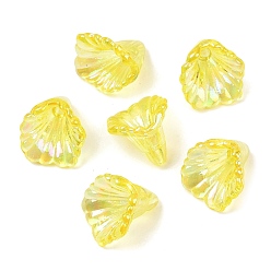 Желтый Прозрачные колпачки акриловая бисера, AB цвет, цветок, желтые, 12x11x9 мм, отверстие : 1.2 мм