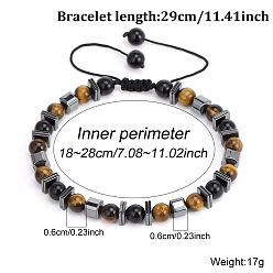 Смешанные камни Регулируемые плетеные браслеты из натуральных смешанных драгоценных камней, сплав эластичные браслеты для женщин и мужчин, 7-1/8~11 дюйм (18~28 см)