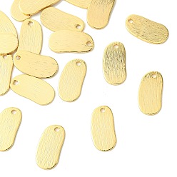 Golden SHEGRACE Brass Pendants, Oval Charms, Stamping Blank Tag, Brushed Finish, Cadmium Free & Lead Free & Nickel Free, Golden, 14.5x12.5x1mm, Hole: 1.4mm