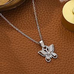 Нержавеющая Сталь Цвет 304 женские ожерелья с подвесками-бабочками из нержавеющей стали, не тускнеет, цвет нержавеющей стали, 17.72 дюйм (45 см)