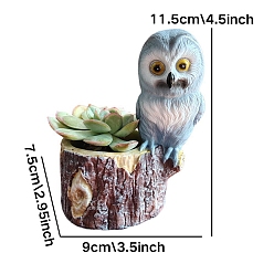 Светло-Синий Украшение дисплея цветочного горшка из смолы совы, для украшения дома или офиса, голубой, 75x90x115 мм