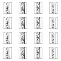 Платина Зажимы для бикини со стразами из цинкового сплава, запасная часть застежки бюстгальтера, нижнее белье с застежкой спереди, платина, 19x13.5x6 мм, 16 комплектов / коробка