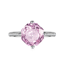 чертополох Регулируемые манжеты из латуни с кубическим цирконием, восьмиугольник, платина, чертополох, внутренний диаметр: 15~20 мм