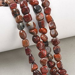 Brecciated Jasper Natural Brecciated Jasper Beads Strands, Nuggets, Tumbled Stone, 6~8.5x6~7.5x5~8mm, Hole: 0.9mm, about 27~35pcs/strand, 9.84~11.02''(25~28cm)