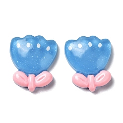 Васильковый Кабошоны из полупрозрачной смолы, цветок, васильковый, 19x16x5.5 мм