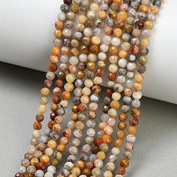 Crazy Agate Natural Crazy Agate Beads Strands, Round, Faceted, 3~3.5mm, Hole: 0.6mm, about 136pcs/strand, 15.16''(38.5cm)~15.28''(38.8cm)