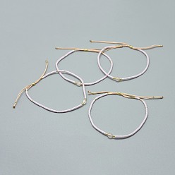 Розовый Кварц Регулируемые браслеты из бисера натурального розового кварца, с нейлоновым шнуром и бисером / бисером хэйши, 4.3~7.95 см, 1.5 мм