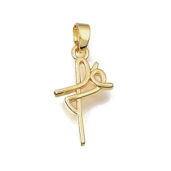 Golden Brass Pendants, Word Fe Charms, Rack Plating, Long-Lasting Plated, Cadmium Free & Lead Free, Golden, 21x12x2.5mm, Hole: 5x2mm