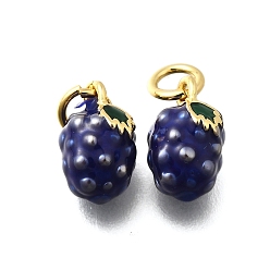 Винограды Латунь эмаль подвески, стойки покрытие, без кадмия и без свинца, долговечный, реальный 18 k позолоченный, винограды, 10.5x7x6.5 мм, отверстие : 3 мм