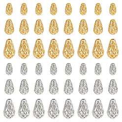 Платиновый & Золотой 48шт 6 стили латунные полые разделительные бусины, слеза, платиной и золотом, 6~10x4~6 мм, отверстие : 1.4~1.5 мм, 8 шт / стиль