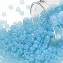 (1143) Translucent Aqua Blue Toho runde Rocailles, japanische Rocailles, (1143) durchscheinendes Aquablau, 8/0, 3 mm, Bohrung: 1 mm, über 222pcs / Flasche, 10 g / Flasche