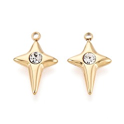Настоящее золото 14K 304 из нержавеющей стали горный хрусталь подвески, звезды прелести, реальный 14 k позолоченный, 13.5x9x2 мм, отверстие : 1 мм
