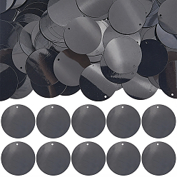 Черный 500шт. подвески из ПВХ-пластика, плоско-круглые, чёрные, 28.5x0.3 мм, отверстие : 1.4 мм