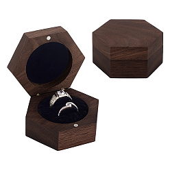 Кокосово-Коричневый Шестиугольные деревянные коробочки для парных колец с крышкой на магнитных петлях, кокосового коричневый, 6.5x7.3x3.75 см