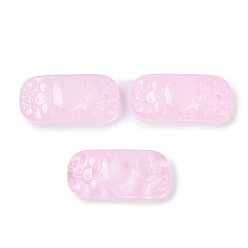 Pink Подвески из прозрачного стекла, окрашенные распылением, звенья изогнутого прямоугольника, розовые, 25x12x6.5 мм, отверстие : 1.4 мм