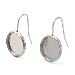 Нержавеющая Сталь Цвет Не тускнеют 304 крючки для сережек из нержавеющей стали, серьги настройки, плоско-круглые, цвет нержавеющей стали, 21 датчик, 22x14 мм, штифты : 0.7 мм, лоток : 12 мм