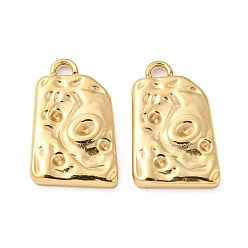 Chapado en Oro Real de 14K 304 colgantes de acero inoxidable, dije trapezoide texturizado, real 14 k chapado en oro, 18x11x2.5 mm, agujero: 1.6 mm