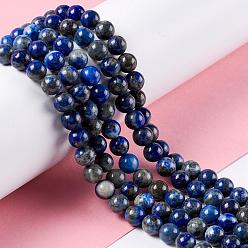 Lapis Lazuli Natural Lapis Lazuli Round Beads Strands, 6mm, Hole: 1mm, about 63pcs/strand, 15.5 inch