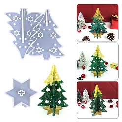 Weiß DIY-Weihnachtsbaum-Display-Dekoration, Silikonformen in Lebensmittelqualität, Gießformen aus Harz, für UV-Harz, Handwerkliche Herstellung von Epoxidharz, weiß, 92~212x105~260x10 mm, 2 Stück / Set