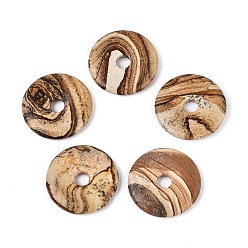 Пейзажный Джаспер Естественного изображения Джаспер большие кулоны, подвески в виде пончиков/пи-дисков, 49~50.5x6.5~8 мм, отверстие : 9~11 мм