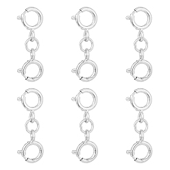 Серебро 6 шт. 925 застежки с двойным пружинным кольцом из стерлингового серебра, серебряные, 15.5x6x1 мм