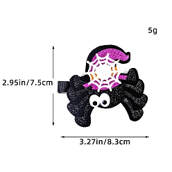 Spider Хэллоуин тема блестящая ткань заколки для волос из кожи аллигатора, для украшения вечеринок, паук, 75x83 мм