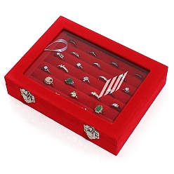 Красный Бархатные кольца ювелирные изделия ddisplay box, прямоугольные, красные, 20x15x4.5 см