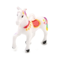 Белый Непрозрачные акриловые подвески с принтом, 3d амулеты в виде лошадей, белые, 39x40x13 мм, отверстие : 4.5x3.5 мм