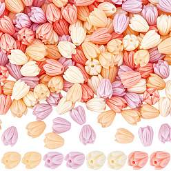 Mixed Color 200Pcs 4 Colors Dyed Synthetic Coral Beads, for DIY Jewelry Making, Jasmine Flower, Mixed Color, 8~8.5x6.5~7mm, Hole: 1mm, 50pcs/color