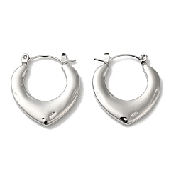 Stainless Steel Color 304 Stainless Steel Hoop Earrings for Women, Taerdrop, Stainless Steel Color, 25x23x3mm
