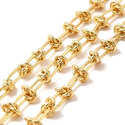 Real 18K Gold Plated Rack Plating Brass Oval & Knot Link Chains, Long-Lasting Plated, Unwelded, with Spool, Cadmium Free & Nickel Free & Lead Free, Real 18K Gold Plated, Link: 11.5x5.5x1.5mm, 7x1.5mm