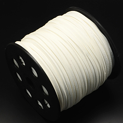 Кремово-белый Шнуры из искусственной замши, искусственная замшевая кружева, одна сторона покрытия с искусственной кожи, кремово-белые, 2.7x1.4 мм, около 98.42 ярдов (90 м) / рулон