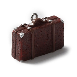 Другие Непрозрачные подвески смолы, с петлями из нержавеющей стали платинового цвета, подвески с рисунком в виде чемоданов, 18.5x23.5x8.5 мм, отверстие : 2 мм