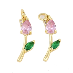 Pink Стойка металлическая латунная микропрофилированная кубическая циркония подвески, долговечный, без свинца и без кадмия, с целью перехода в кольце, , розовые, 23x8.5x4 мм