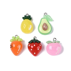 Mixed Shapes Подвески из непрозрачной смолы, окрашенные распылением, имитация еды, с платиново-железными петлями, разноцветные, очарование смешанных форм, 21~28x14~18x9.5~11 мм, отверстие : 1.8~2 мм