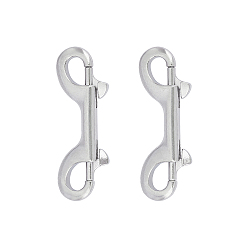 Stainless Steel Color Double Ended Stainless Steel Lobster Clasp Snap Hook, Stainless Steel Color, 9.1x3.2x1cm, 2pcs/box