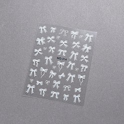 Белый Бант самоклеящиеся наклейки для дизайна ногтей, украшение для украшения ногтей, белые, 12.8x7.8 см