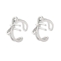 Платина Покрытие стойки латунное кольцо-манжета, без кадмия и без свинца, долговечный, бантом, платина, 16x10x15 мм