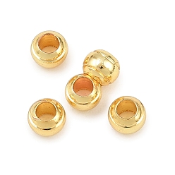 Настоящее золото 18K Латунные бусины, рондель, долговечный, стойки покрытие, реальный 18 k позолоченный, 4x3 мм, отверстие : 1.8 мм
