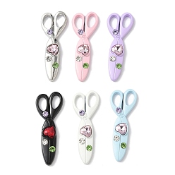 (52) Непрозрачная лаванда Подвески из сплава , ножницы, со стразами, окрашеные, разноцветные, 40x15x4.5 мм, отверстие : 7x3.5~4 мм